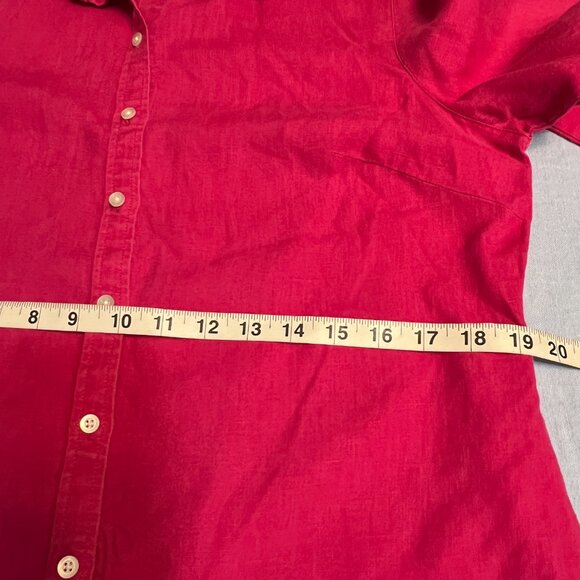 Talbots Women's Top Button Down Shirt Pink Linen Size 12P Long Sleeve - Picture 6 of 9